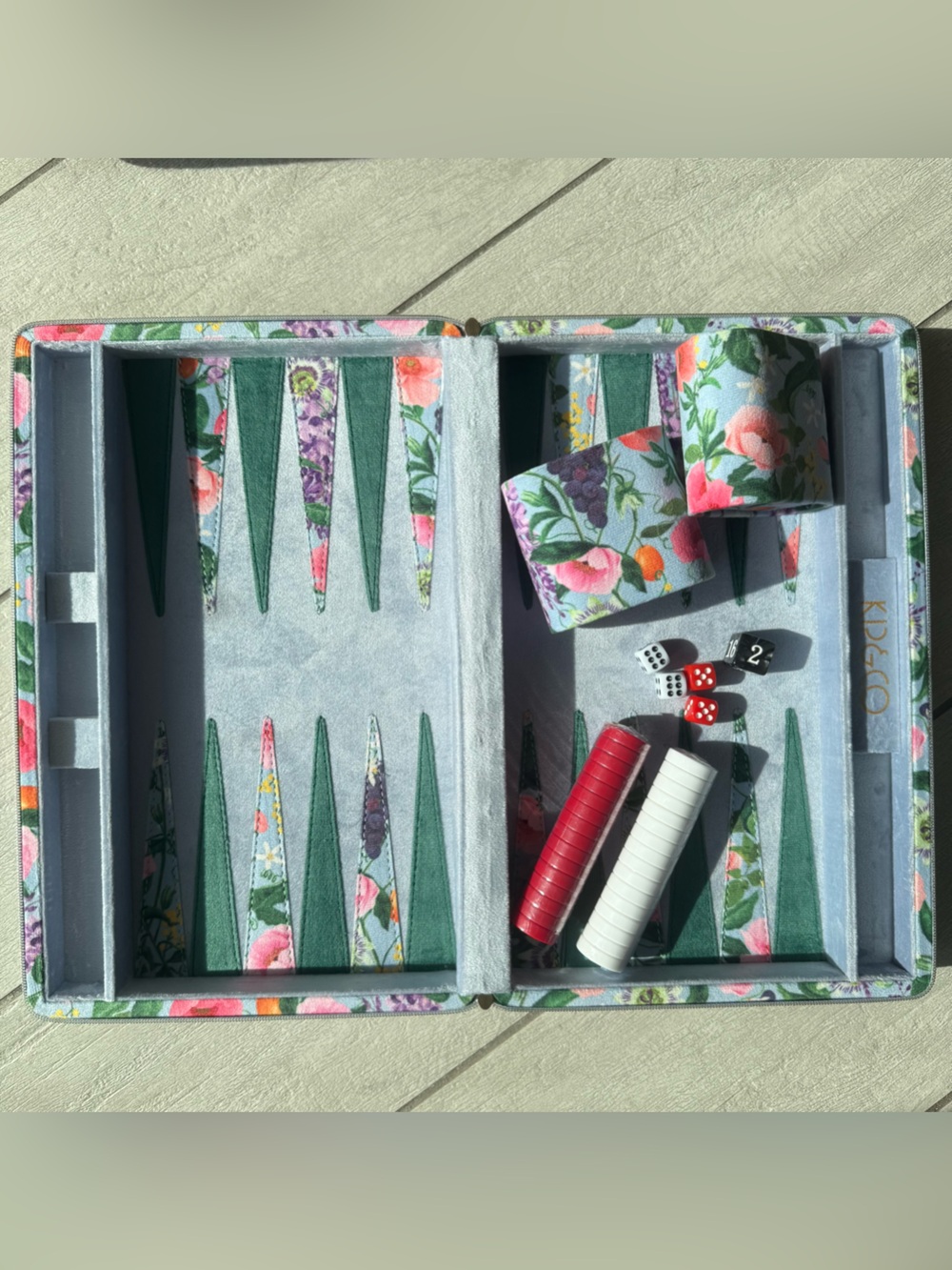 Luxury Backgammon Board Game Set W/ Full Accessories Gift 12” Floral Velvet Anth